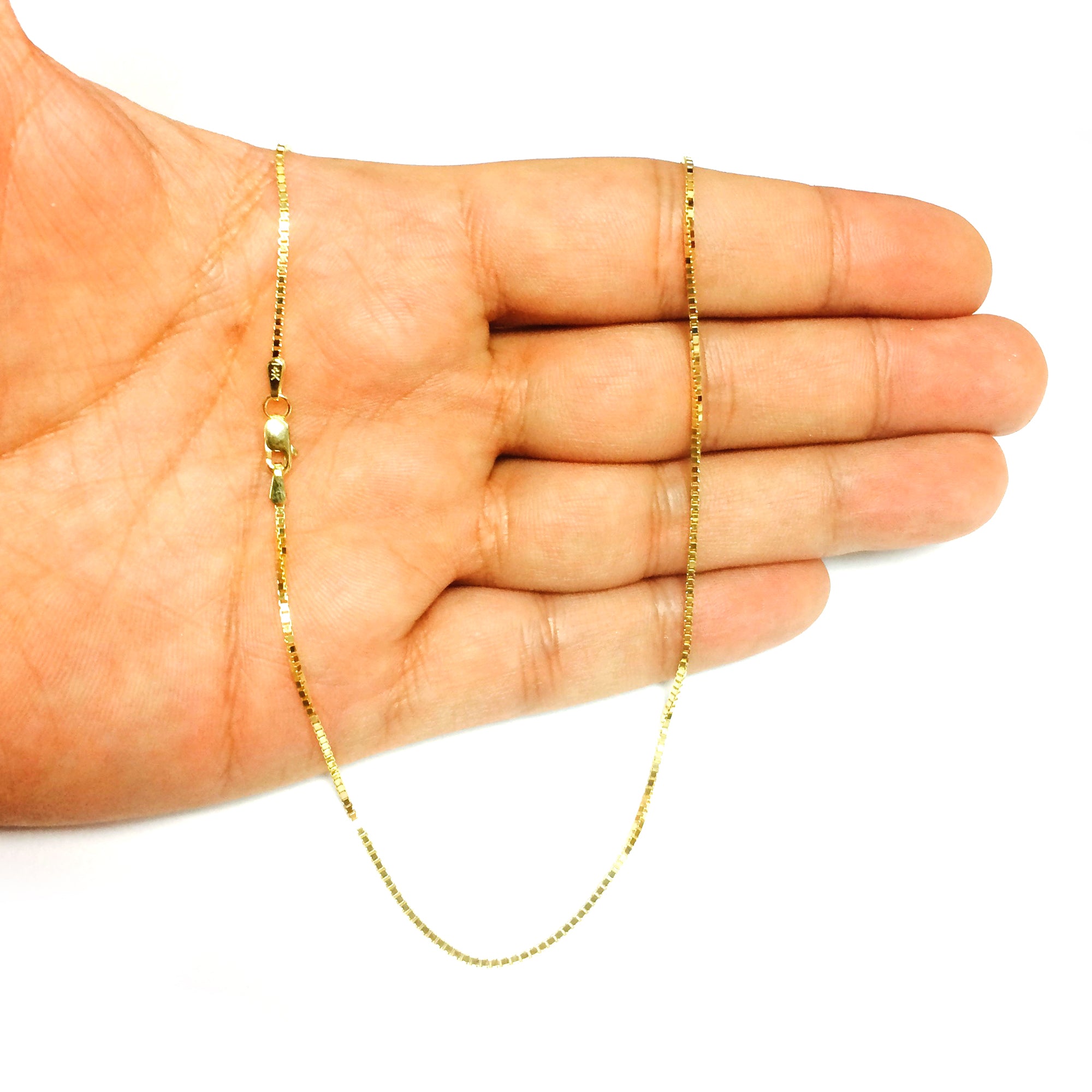 14k Yellow Solid Gold Mirror Box Chain Necklace, 1.2mm fine designer jewelry for men and women