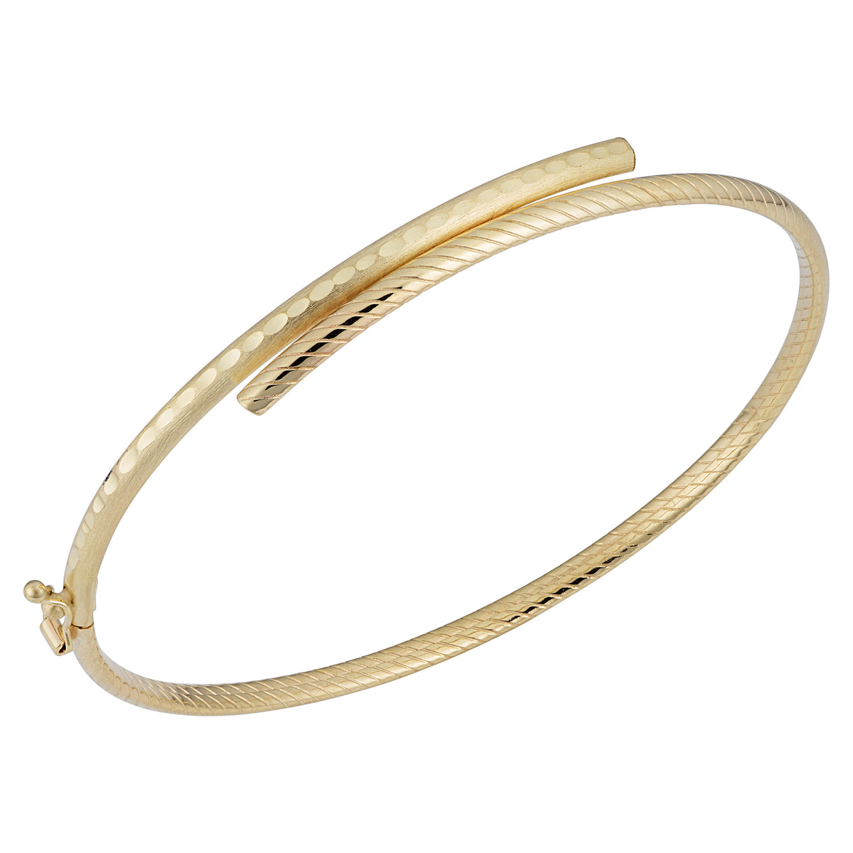 14k Yellow Gold Bypass Women's Bangle Bracelet, 7.5" fine designer jewelry for men and women