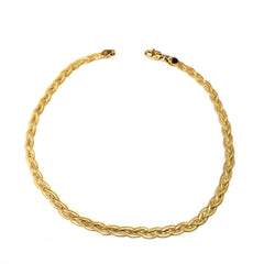 14K Yellow Gold Diamond Cut Braided Fox Chain Anklet, 10" fine designer jewelry for men and women
