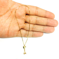 Lariat Type With Heart Clasp Bolo Friendship Adjustable Bracelet In 14K Yellow Gold, 9.25"