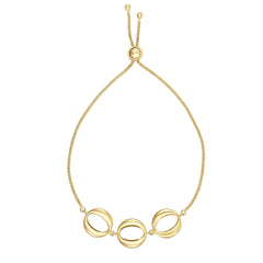 14k Yellow Gold Adjustable Circle Charms Bolo Bracelet, 9.25" fine designer jewelry for men and women