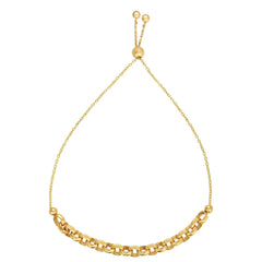 14k Yellow Gold Links Bolo Friendship Adjustable Bracelet, 9.25" fine designer jewelry for men and women