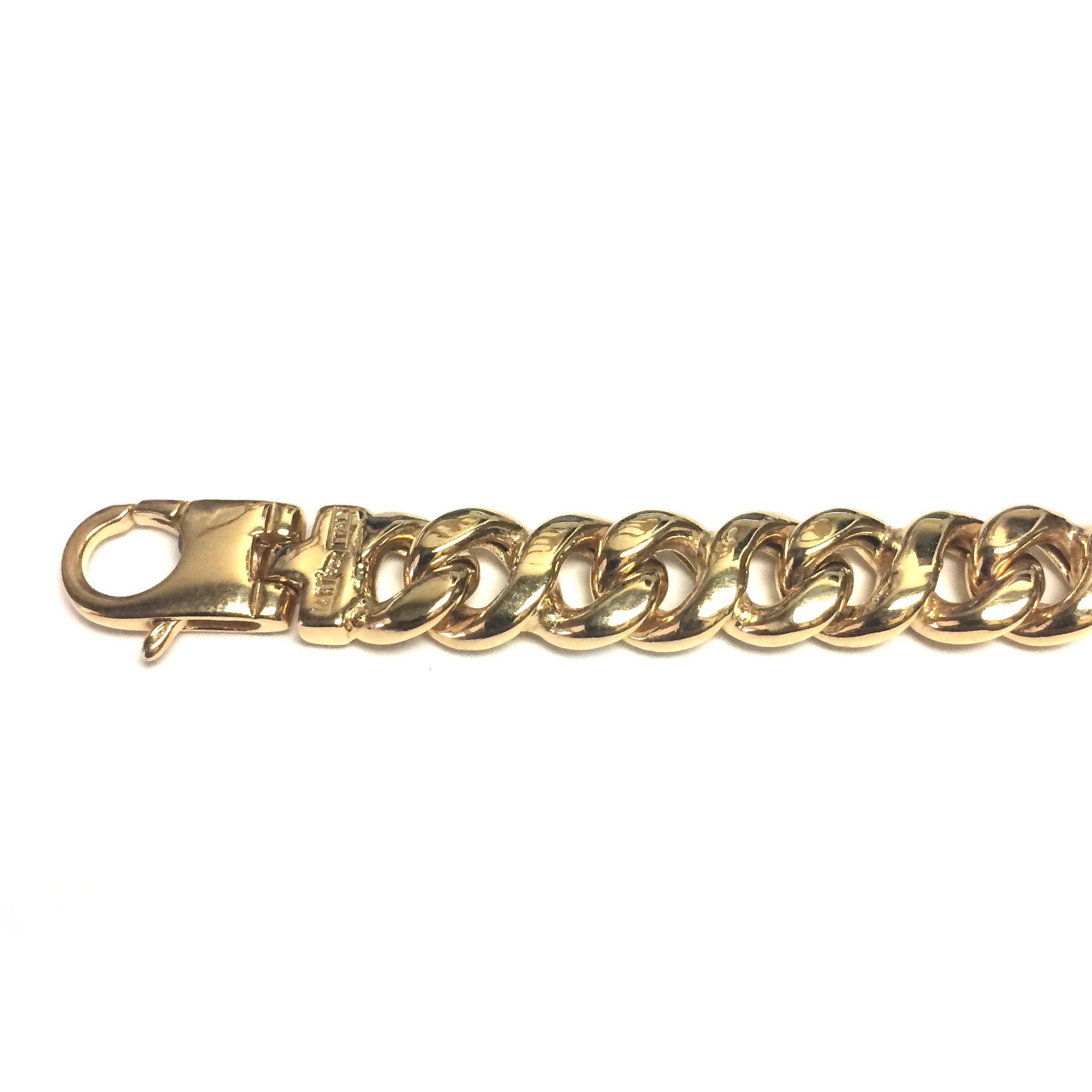 14k Yellow Gold Oval Curb Link Mens Bracelet, 8.5" fine designer jewelry for men and women
