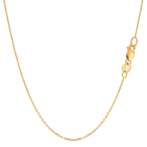 10k Yellow Gold Cable Link Chain Necklace, 1mm, 18"
