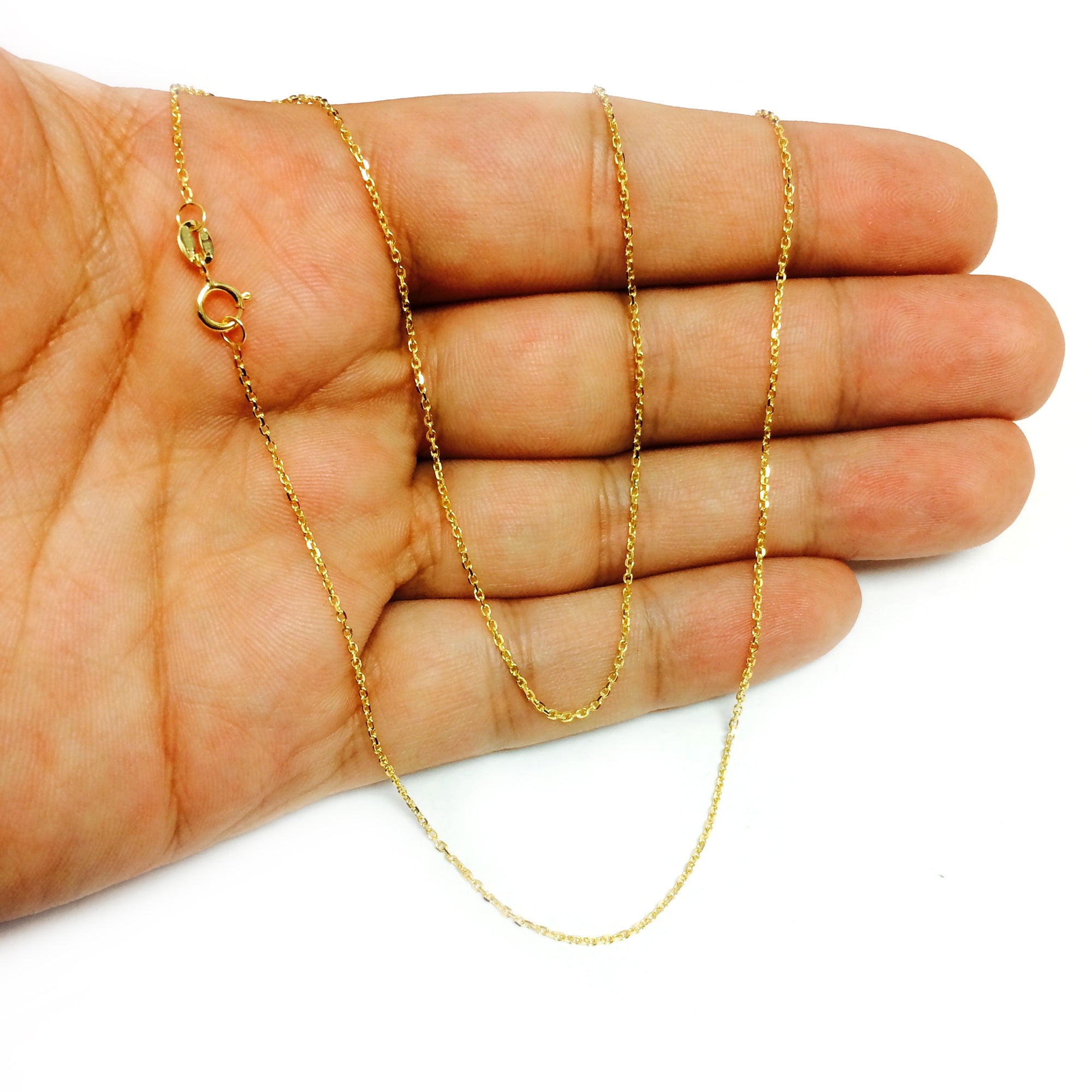 14k Yellow Gold Cable Link Chain Necklace, 1.1mm fine designer jewelry for men and women