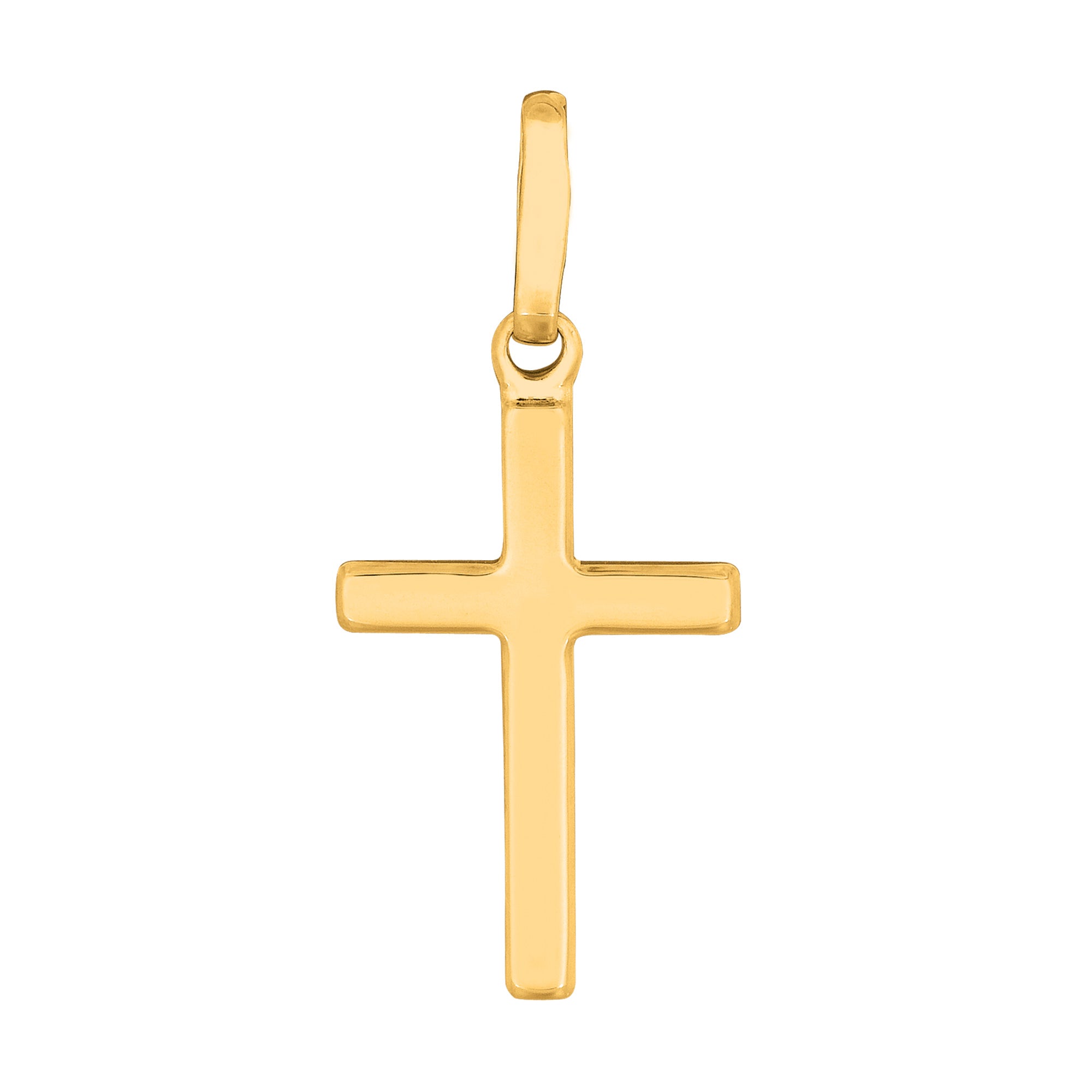 14k Yellow Gold Shiny Square Flat Style Cross Pendant fine designer jewelry for men and women