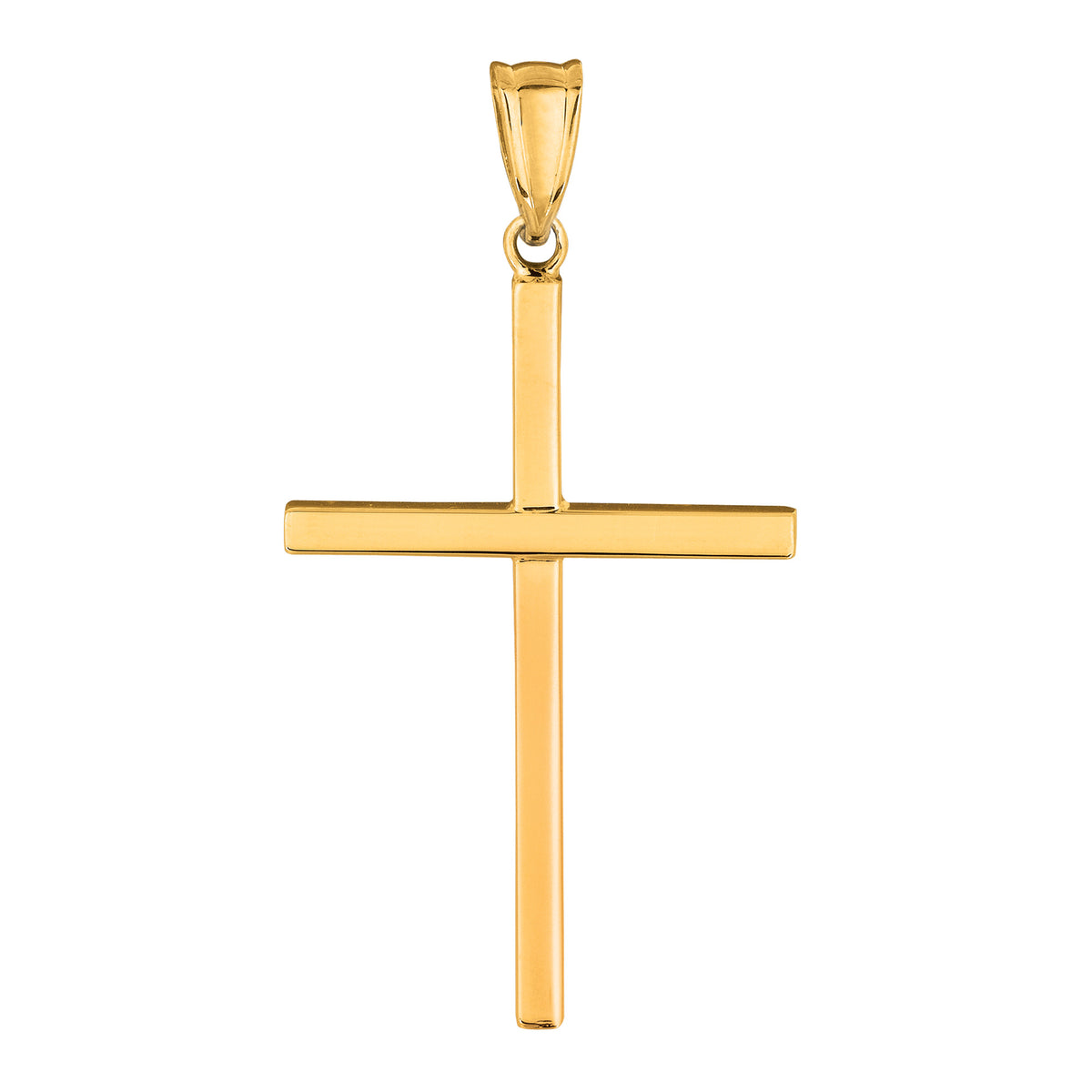 14k Yellow Gold Shiny Square Tube Style Cross Pendant fine designer jewelry for men and women