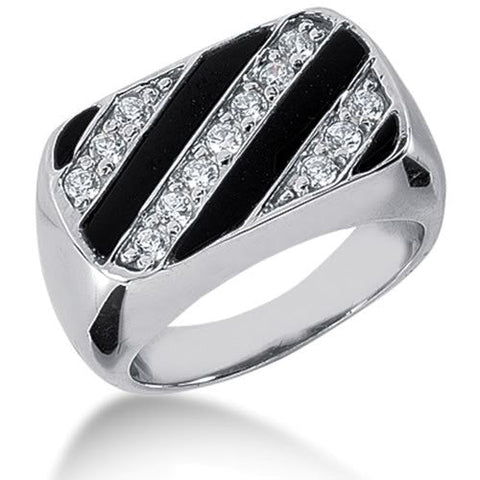 Diamond and Onyx Mens Ring in 14k white gold (0.33cttw, F-G Color, SI2 Clarity)