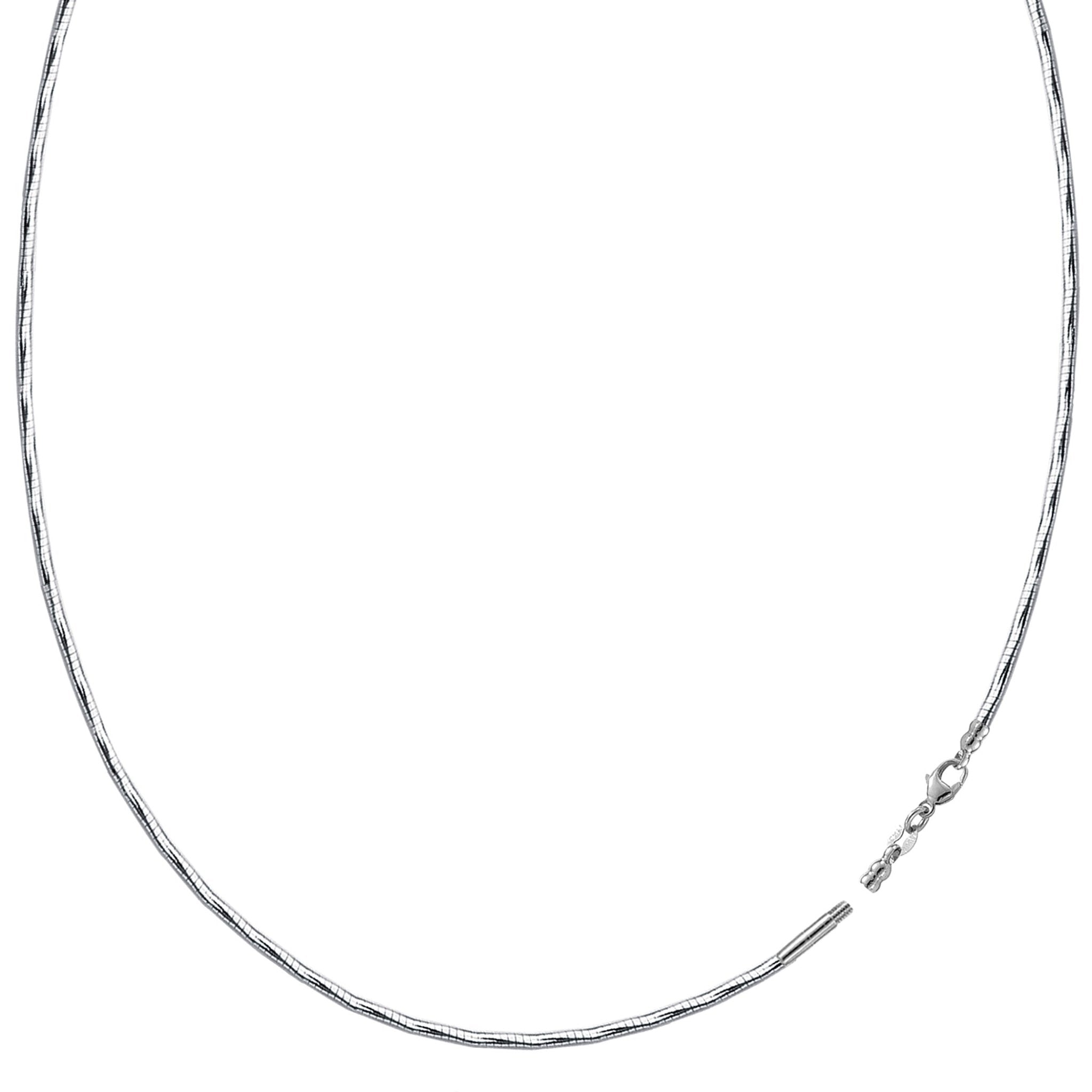 Diamond Cut Omega Chain Necklace With Screw Off Lock In 14k White Gold, 1.5mm - JewelryAffairs