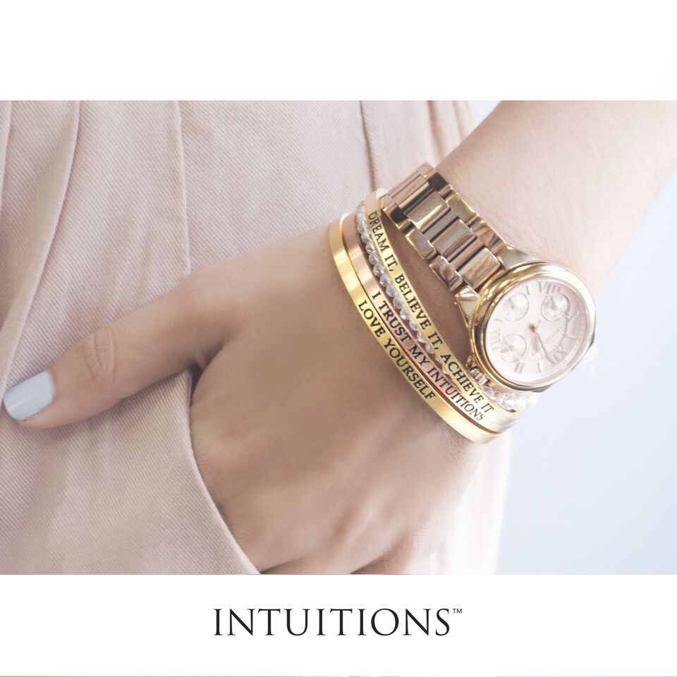 Intuitions Stainless Steel ENJOY THE JOURNEY Diamond Accent Adjustable Bracelet fine designer jewelry for men and women