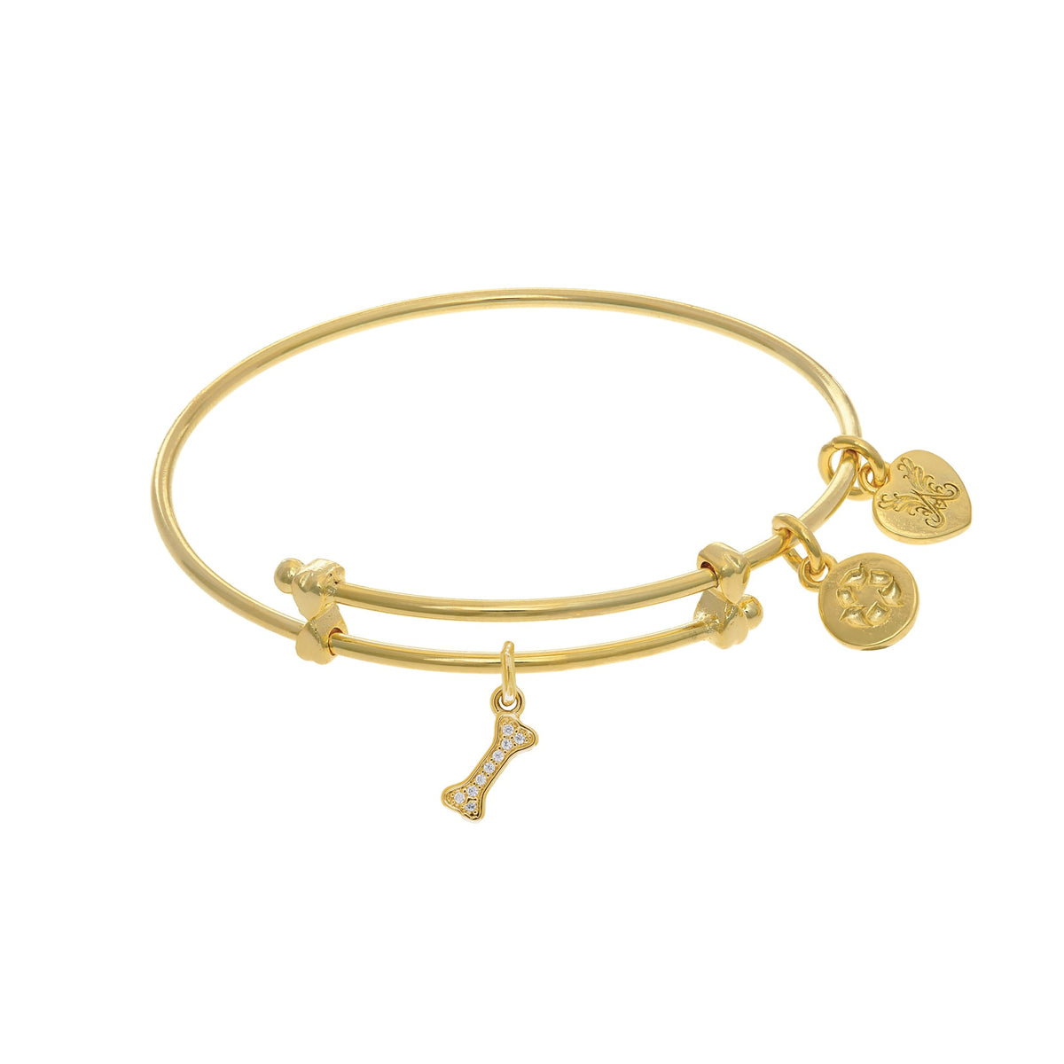 Dog Bone Charm Adjustable Bangle Girls Bracelet - JewelryAffairs