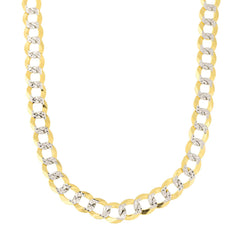 14k 2 Tone Yellow And White Gold Curb Chain Necklace, 5.7mm fine designer jewelry for men and women