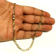 14k Yellow Solid Gold Figaro Chain Necklace, 3.6mm fine designer jewelry for men and women