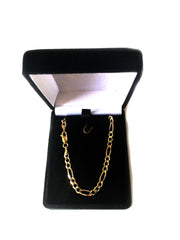 14k Yellow Solid Gold Figaro Chain Bracelet, 3.8mm fine designer jewelry for men and women
