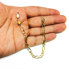 14k Yellow Solid Gold Figaro Chain Bracelet, 5.0mm fine designer jewelry for men and women