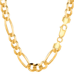 14k Yellow Solid Gold Figaro Chain Necklace, 7.0mm fine designer jewelry for men and women