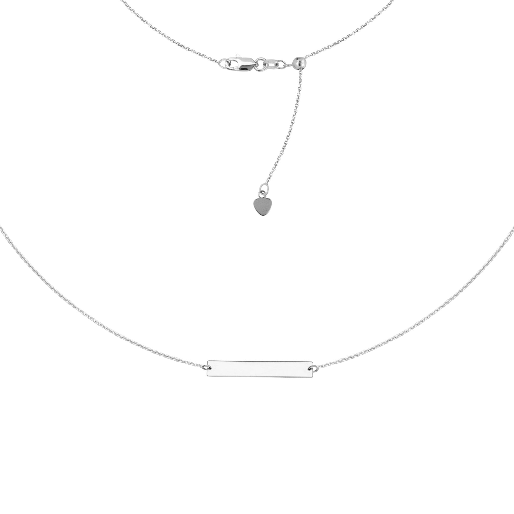 Engravable Bar Choker 14k Gold Necklace, 16" Adjustable