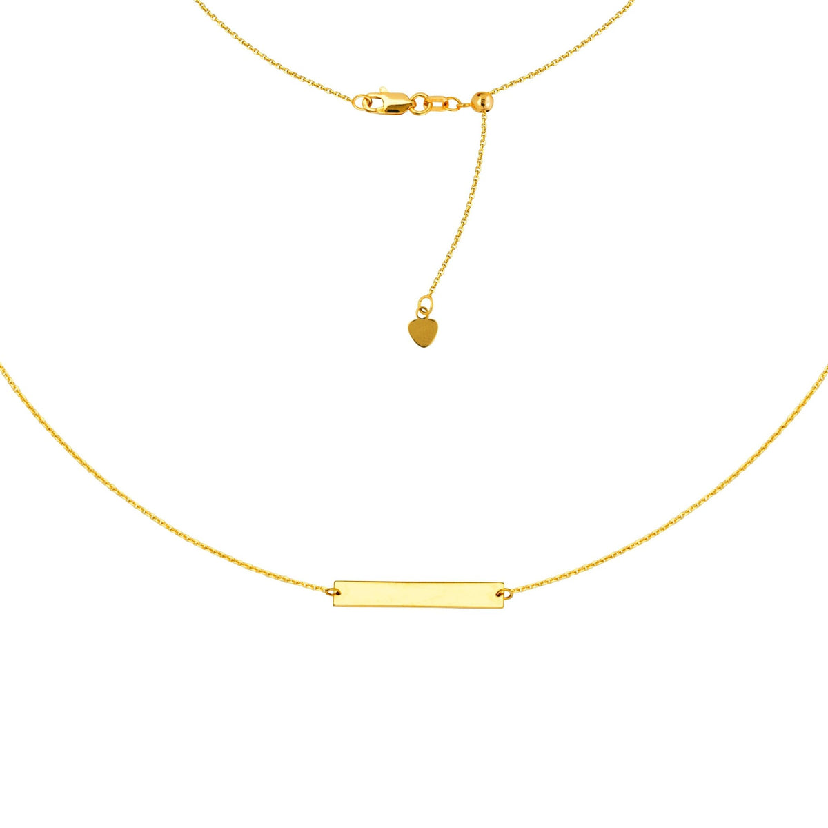 Engravable Bar Choker 14k Gold Necklace, 16" Adjustable