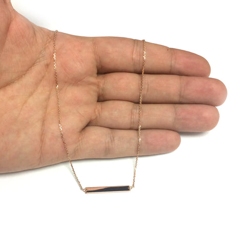 Engravable Bar Choker 14k Gold Necklace, 16" Adjustable