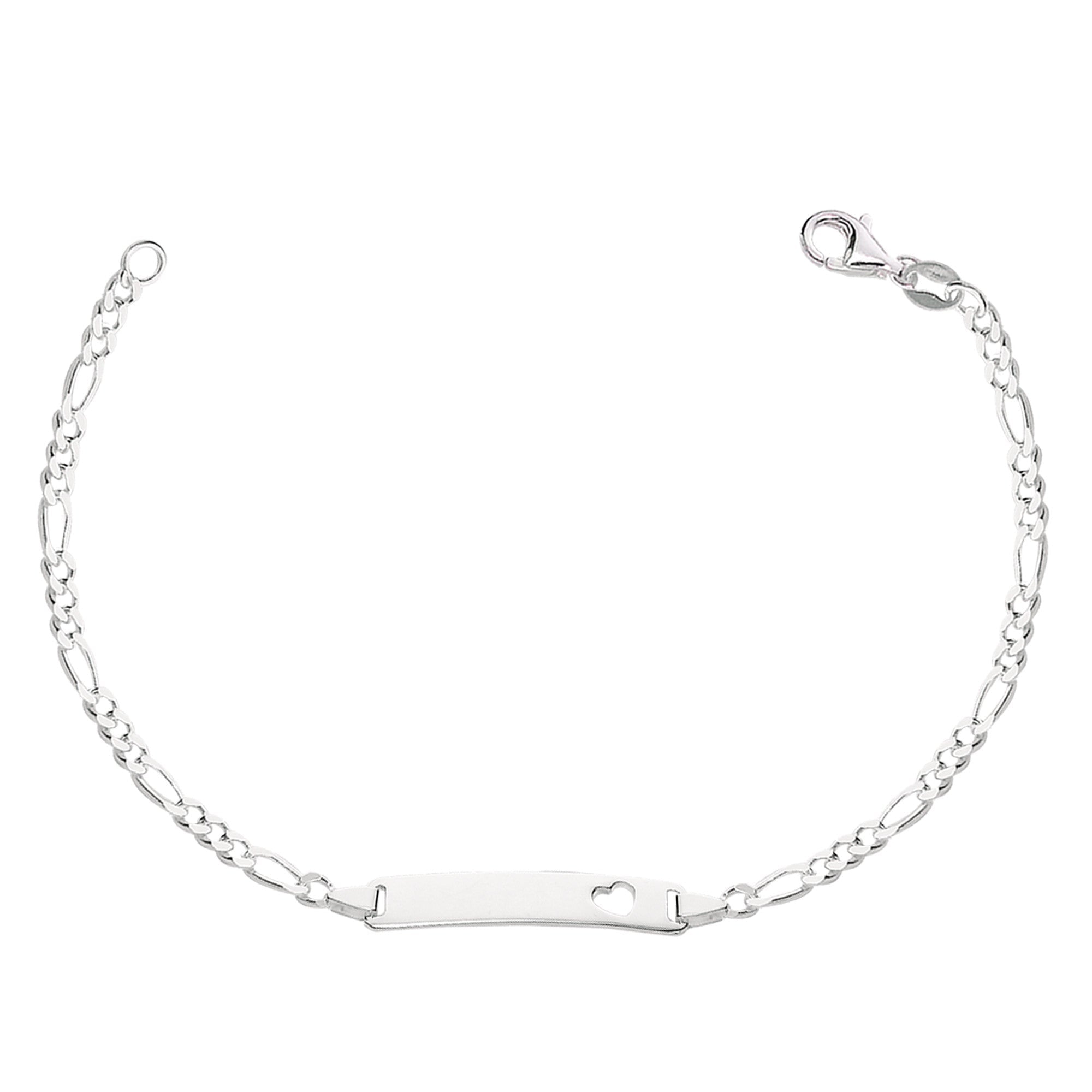 Figaro Chain Baby Id Bracelet In Sterling Silver - 6 Inches
