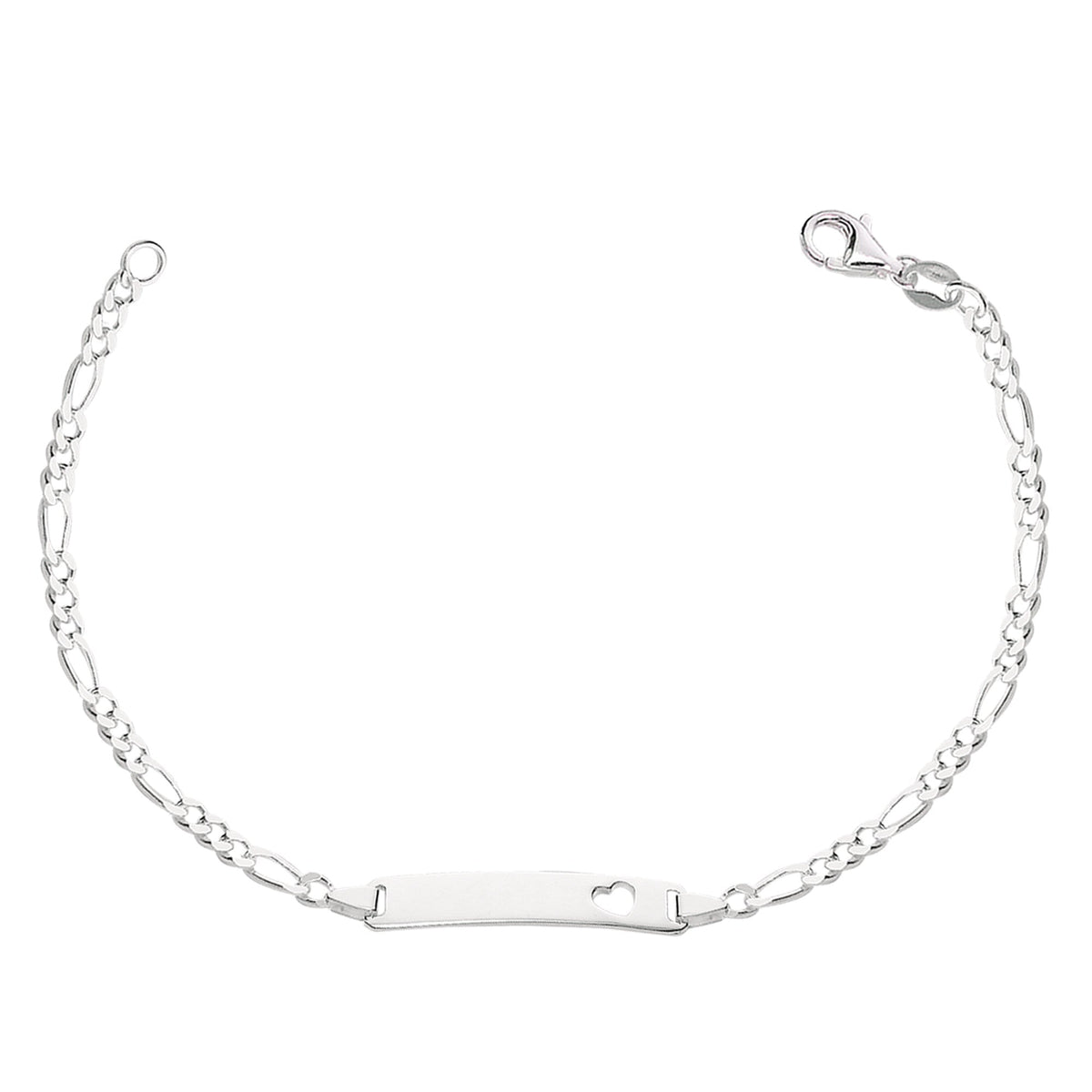 Figaro Chain Baby Id Bracelet In Sterling Silver - 6 Inches