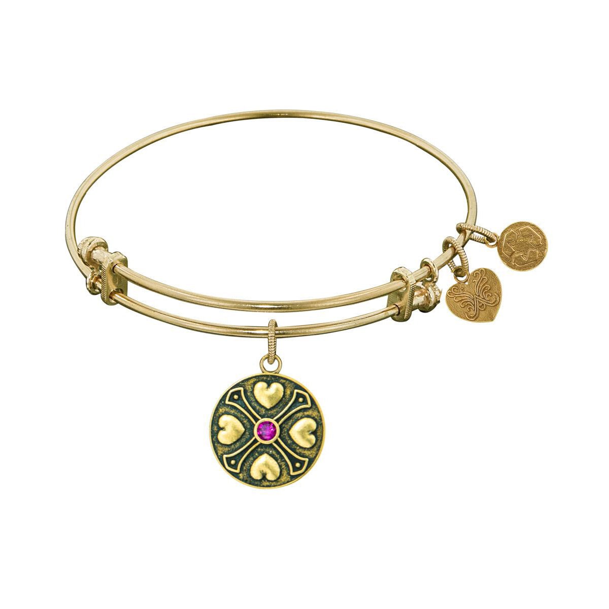 Finish Brass February Birthstone Angelica Bangle Bracelet, 7.25"
