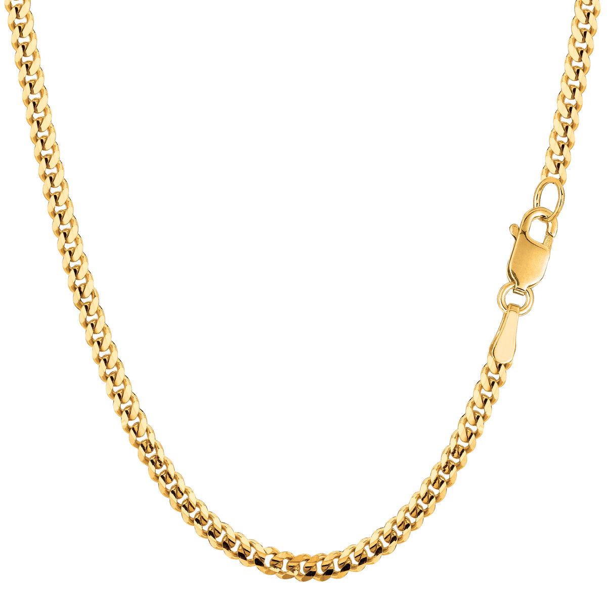 14k Yellow Gold Gourmette Chain Necklace, 3.0mm fine designer jewelry for men and women