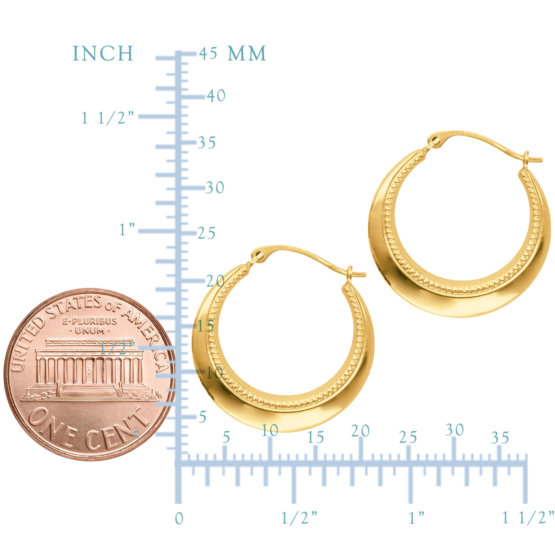 14K Yellow Gold Round Hoop Earrings, Diameter 20mm fine designer jewelry for men and women