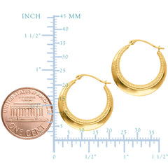 14K Yellow Gold Round Hoop Earrings, Diameter 20mm