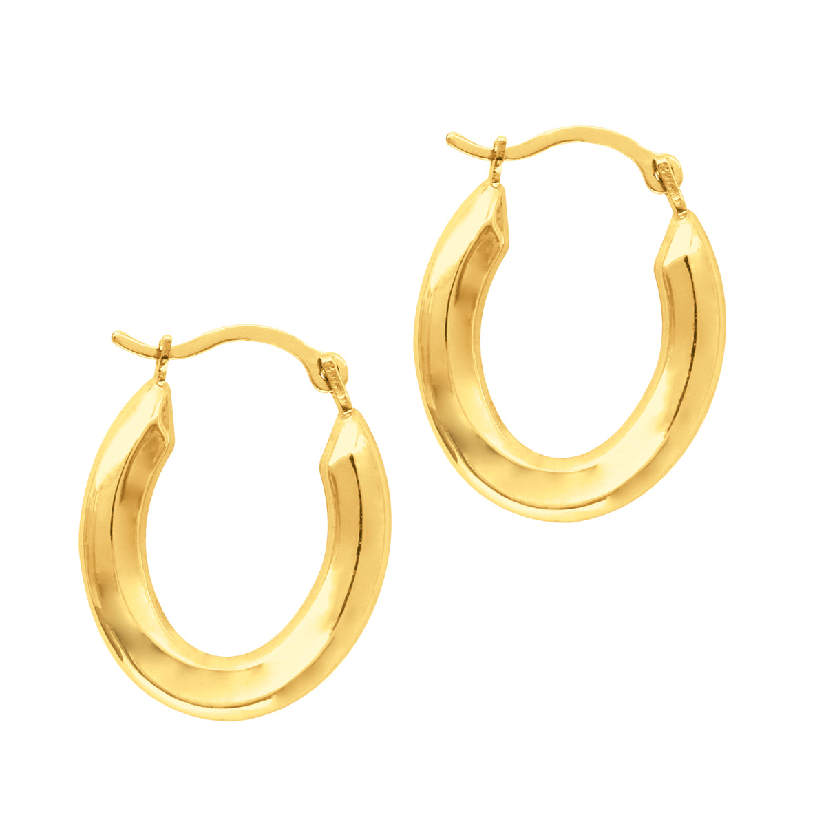 14K Yellow Gold Oval Shape Hoop Earrings, Diameter 20mm fine designer jewelry for men and women