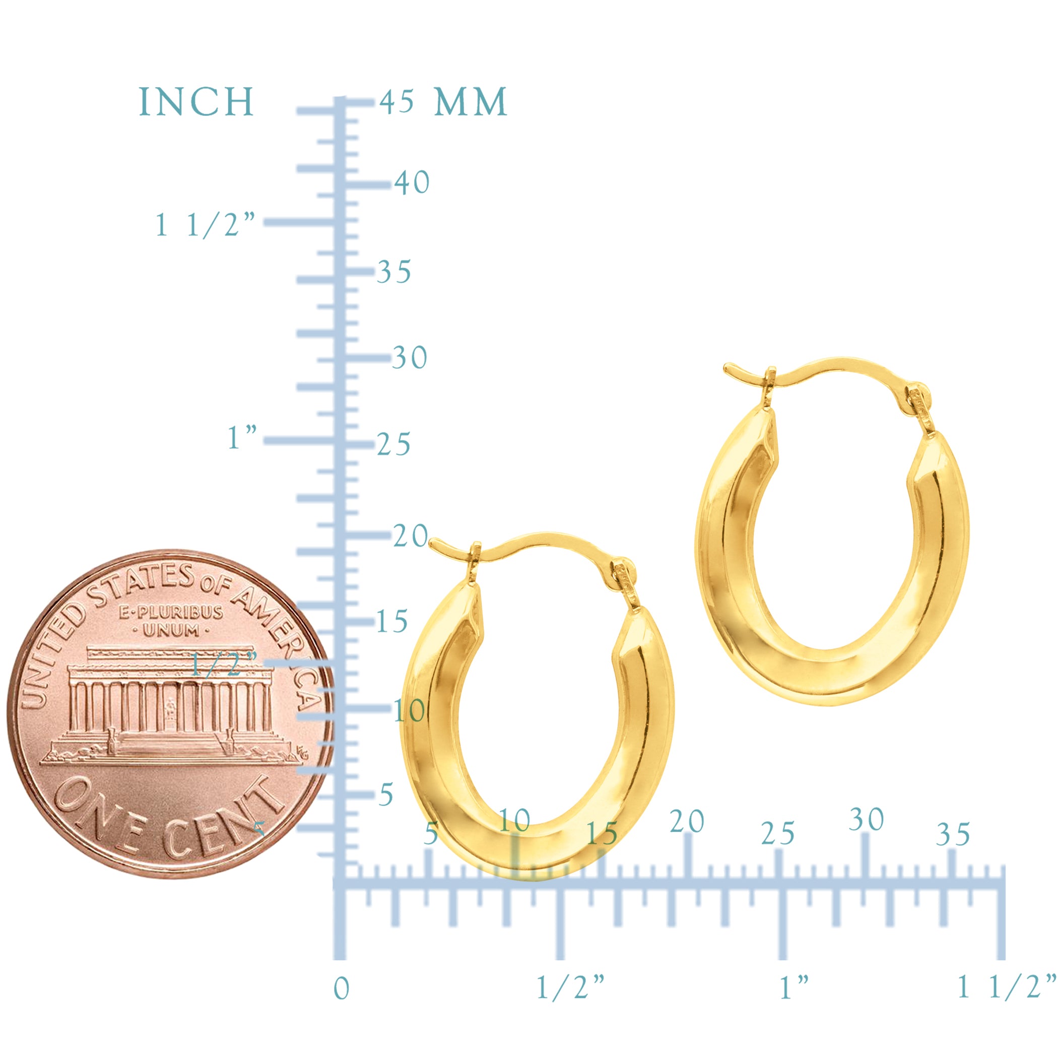 14K Yellow Gold Oval Shape Hoop Earrings, Diameter 20mm fine designer jewelry for men and women