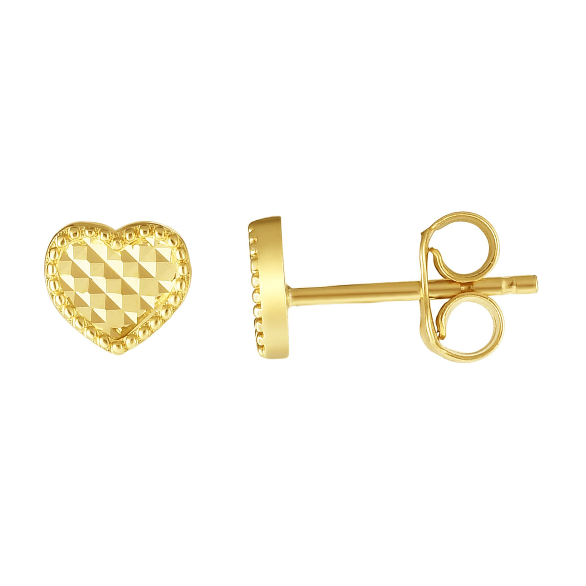 14k Yellow Gold Heart Stud Earrings fine designer jewelry for men and women