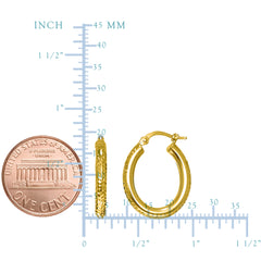 14K Gold Diamond Cut Oval Sparkle Hoop Earrings fine designer jewelry for men and women