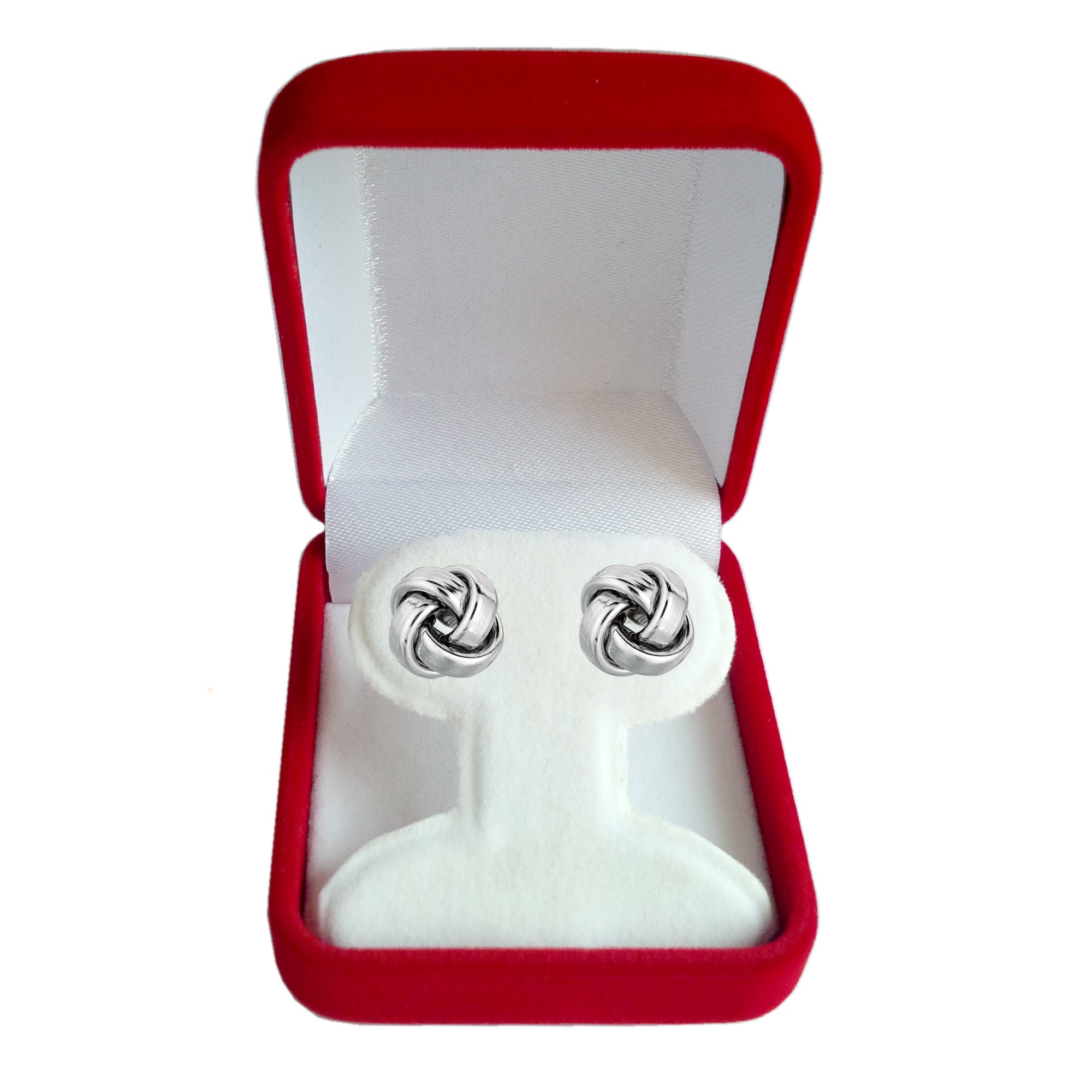 14k Gold Shiny Square Tube Love Knot Stud Earrings, 10mm fine designer jewelry for men and women