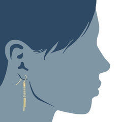 14K Yellow Gold Shiny And Diamond Cut Cylinders On Chain Drop Earrings fine designer jewelry for men and women