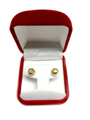 14k Gold Shiny Diamond Cut Round Stud Earrings, 10mm