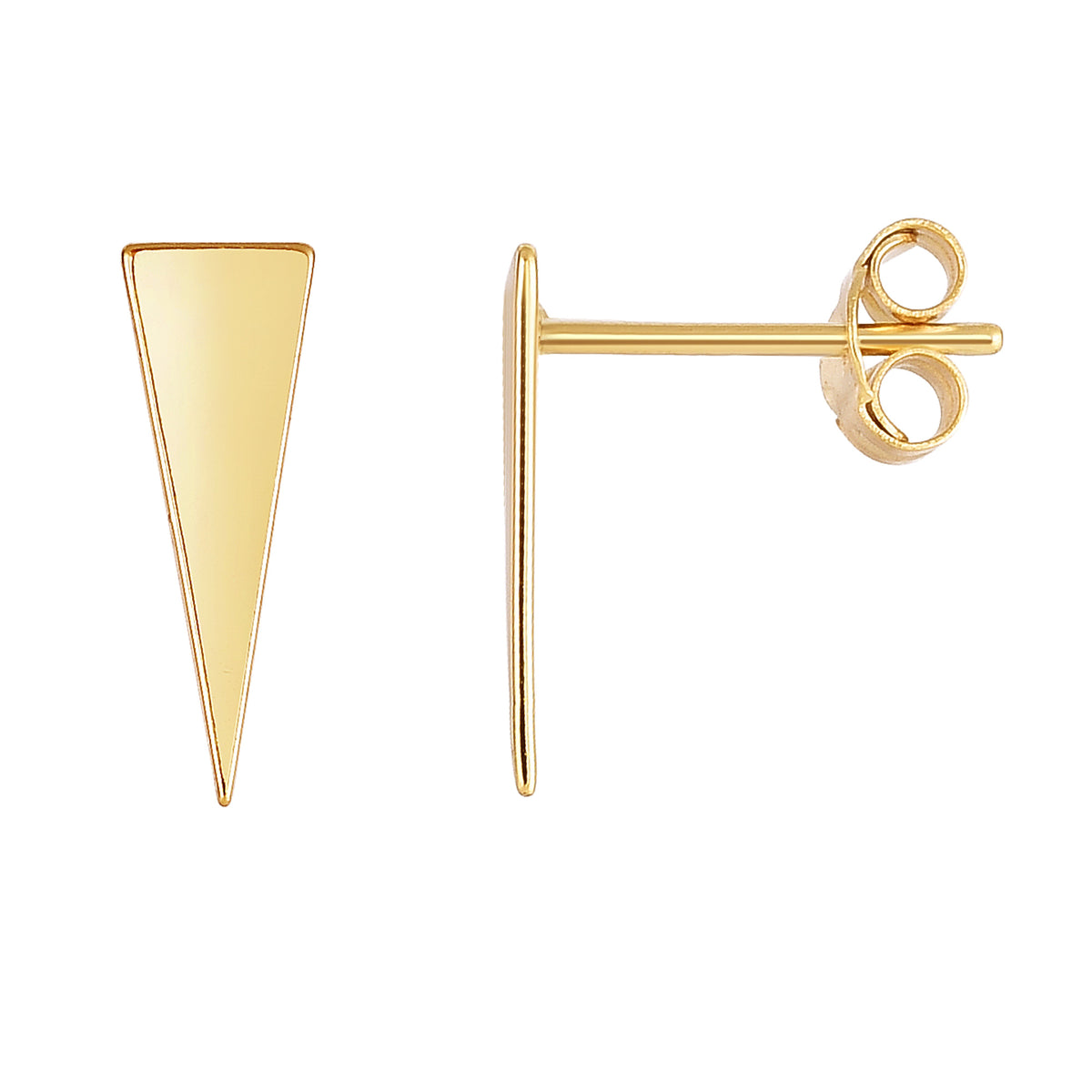 14K Yellow Gold Long Triangle Climber Stud Earrings fine designer jewelry for men and women