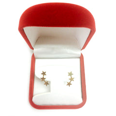 14K Yellow Gold 3 Star Climber Stud Earrings fine designer jewelry for men and women