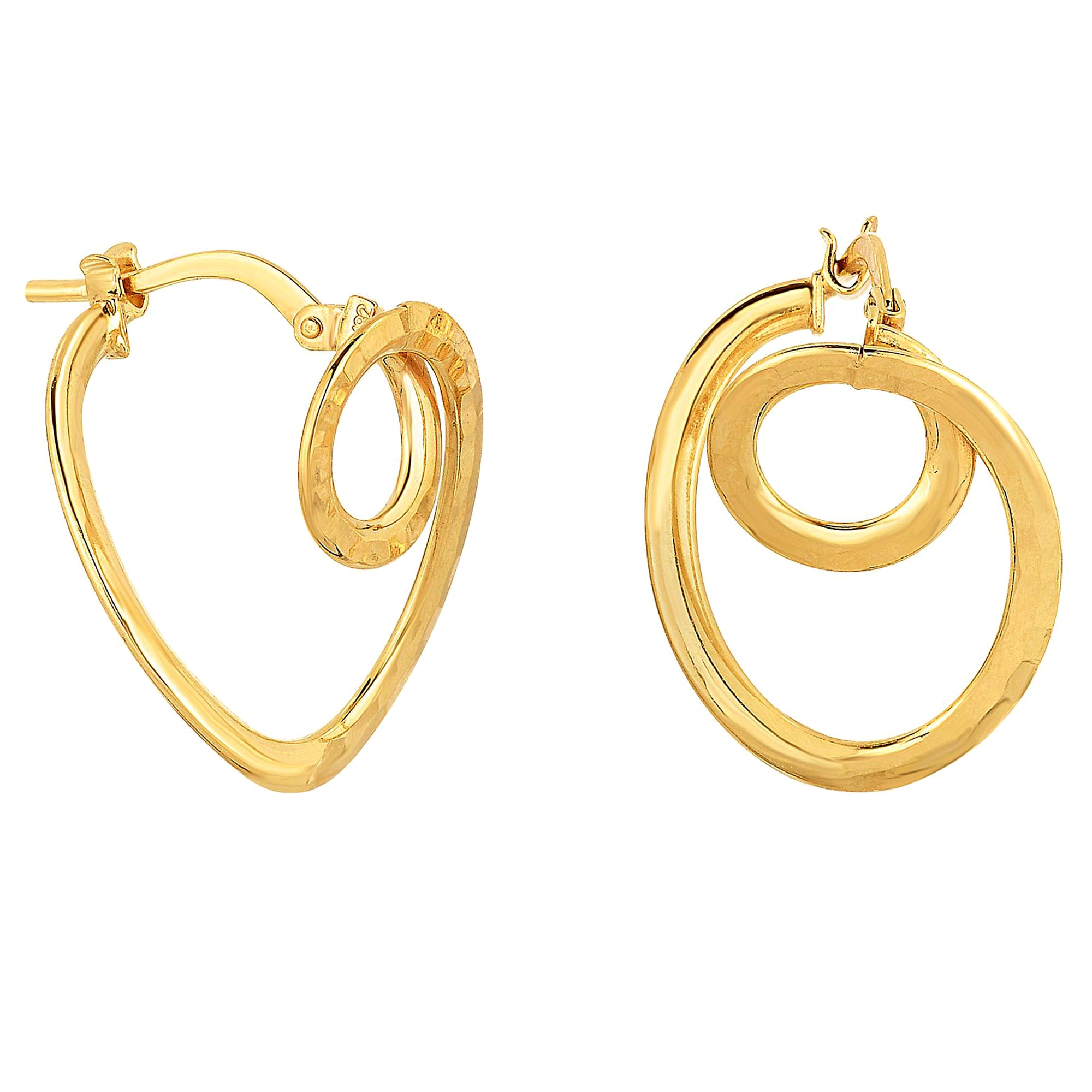 14K Gold Fancy Small Circle In Oval Tube Hoop Earrings fine designer jewelry for men and women