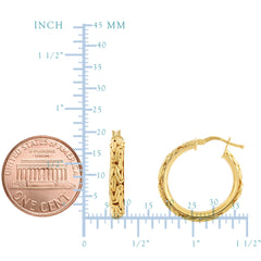 14K Yellow Gold Byzantine Fancy Hoop Earrings, Diameter 20mm fine designer jewelry for men and women