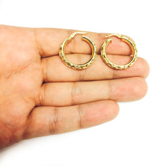 14K Yellow Gold Byzantine Fancy Hoop Earrings, Diameter 20mm fine designer jewelry for men and women