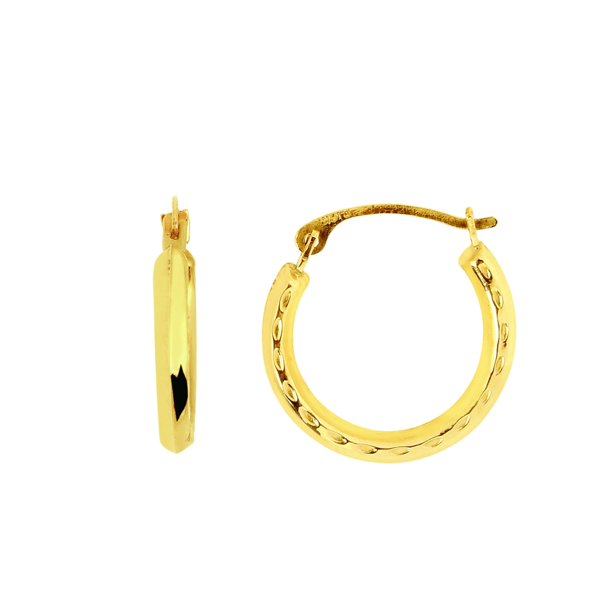 14K Yellow Gold Horseshoe Hoop Earrings, Diameter 15mm