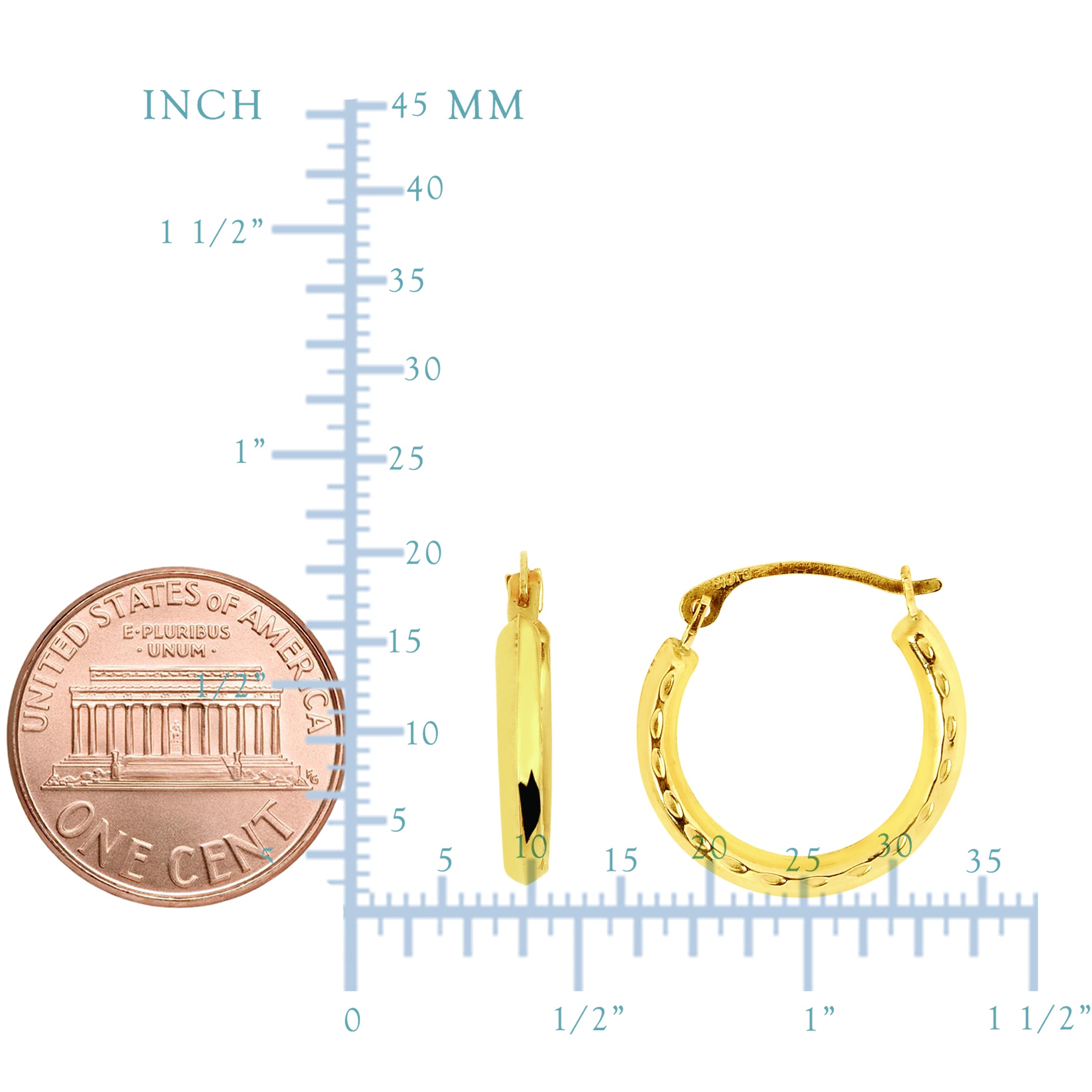 14K Yellow Gold Horseshoe Hoop Earrings, Diameter 15mm fine designer jewelry for men and women
