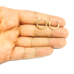14K Yellow Gold Horseshoe Hoop Earrings, Diameter 15mm