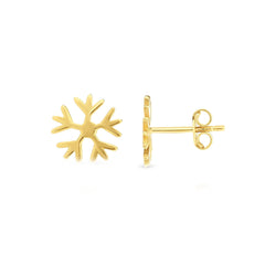 14k Yellow Gold Snow Flake Stud Earrings fine designer jewelry for men and women