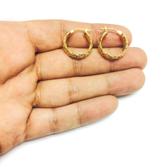 14K Gold Yellow Finish Hoop Fancy Earrings, Diameter 15mm fine designer jewelry for men and women