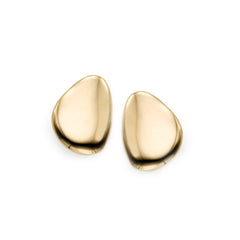 14k Yellow Gold Oval Disc Stud Earrings fine designer jewelry for men and women
