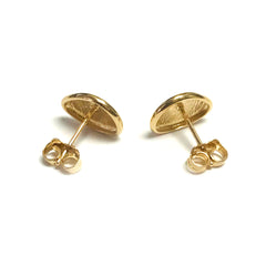 14k Yellow Gold Oval Disc Stud Earrings