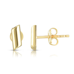 14k Yellow Gold Curved Bar Stud Earrings fine designer jewelry for men and women