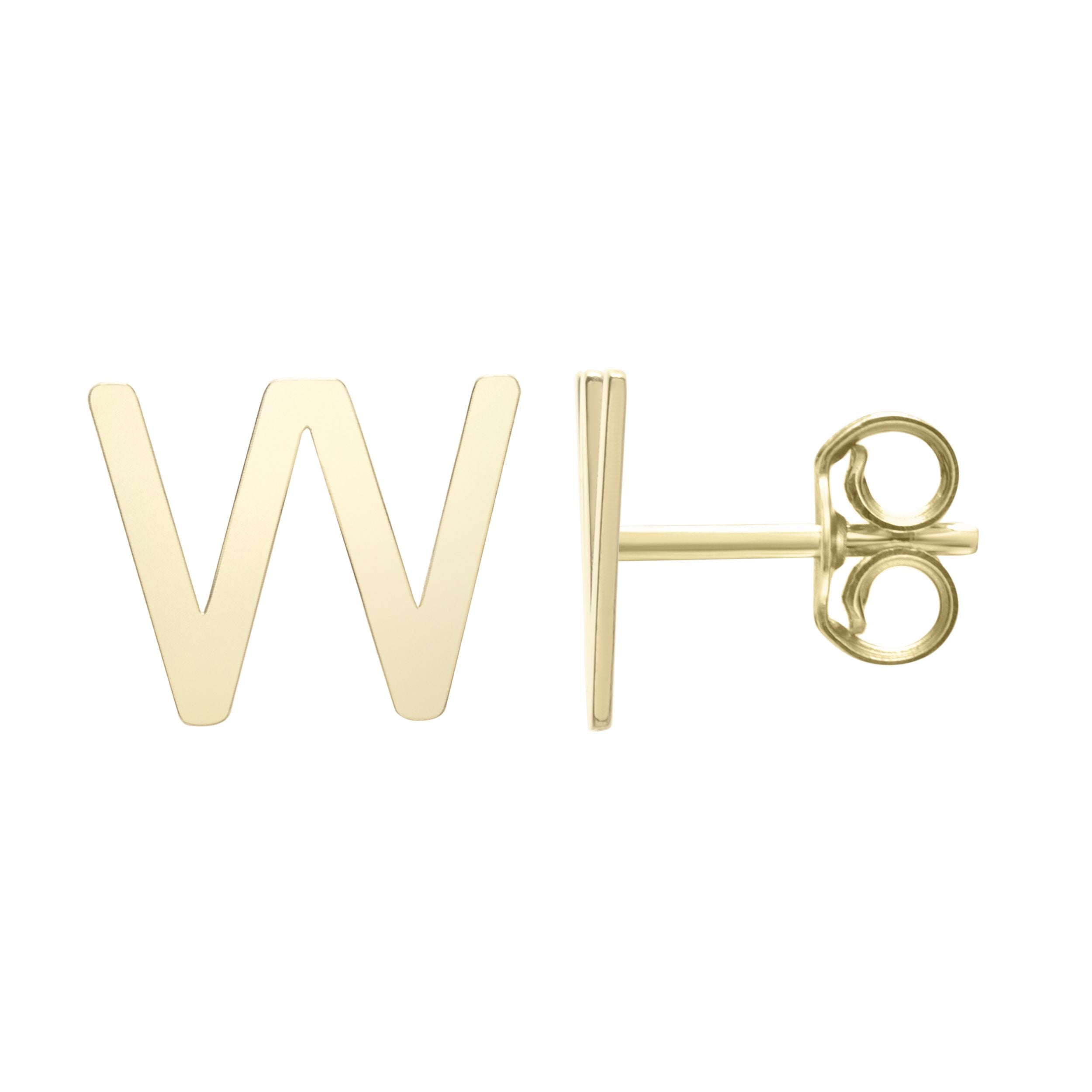 14k Yellow Gold Initial Letter Stud Earrings fine designer jewelry for men and women